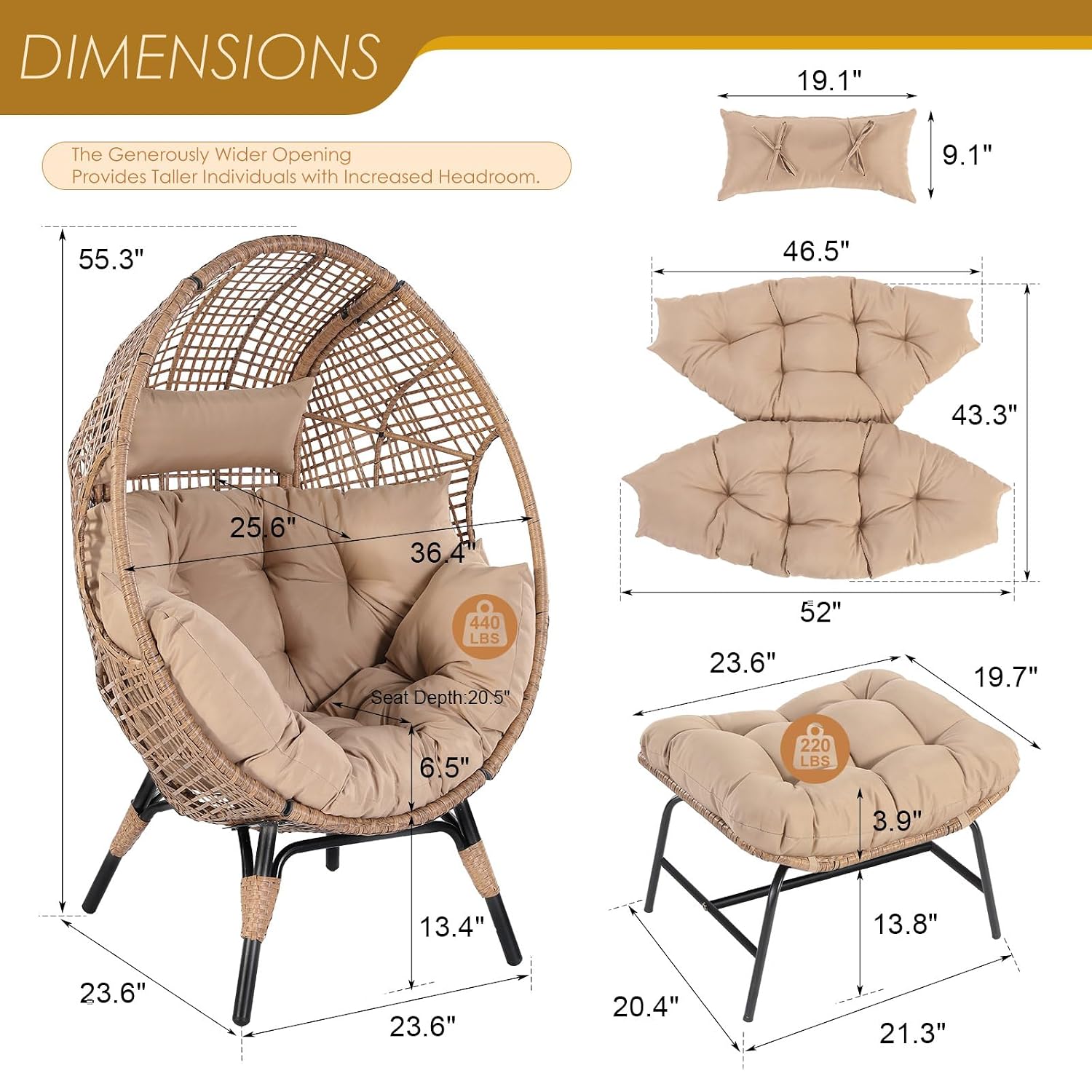 Outdoor Furniture Xl - Silla de mimbre para interiores y