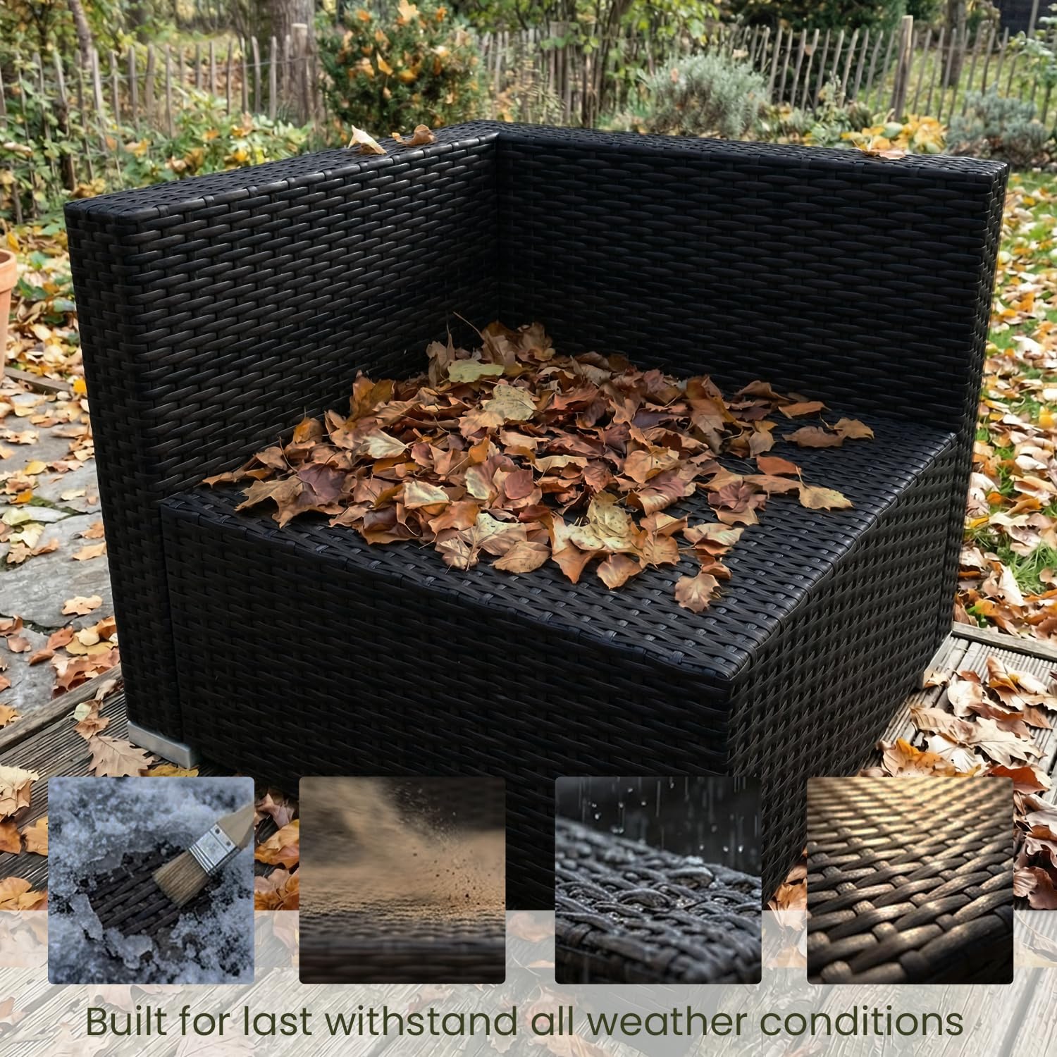 Outdoor Furniture With Fire Pit Table - Conjunto de Sofás Seccionales para Patio