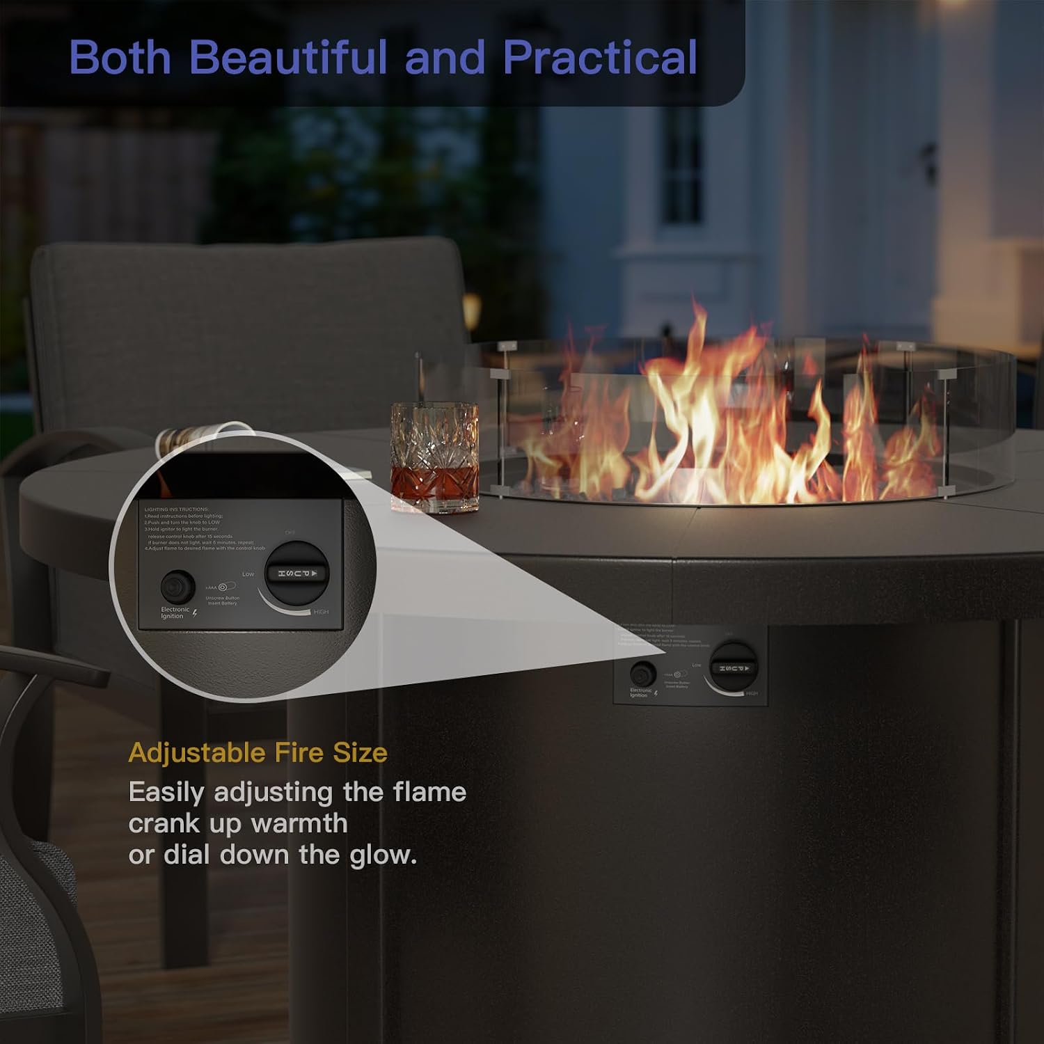 Outdoor Furniture With Fire Pit Table - Juego de Muebles de Patio de