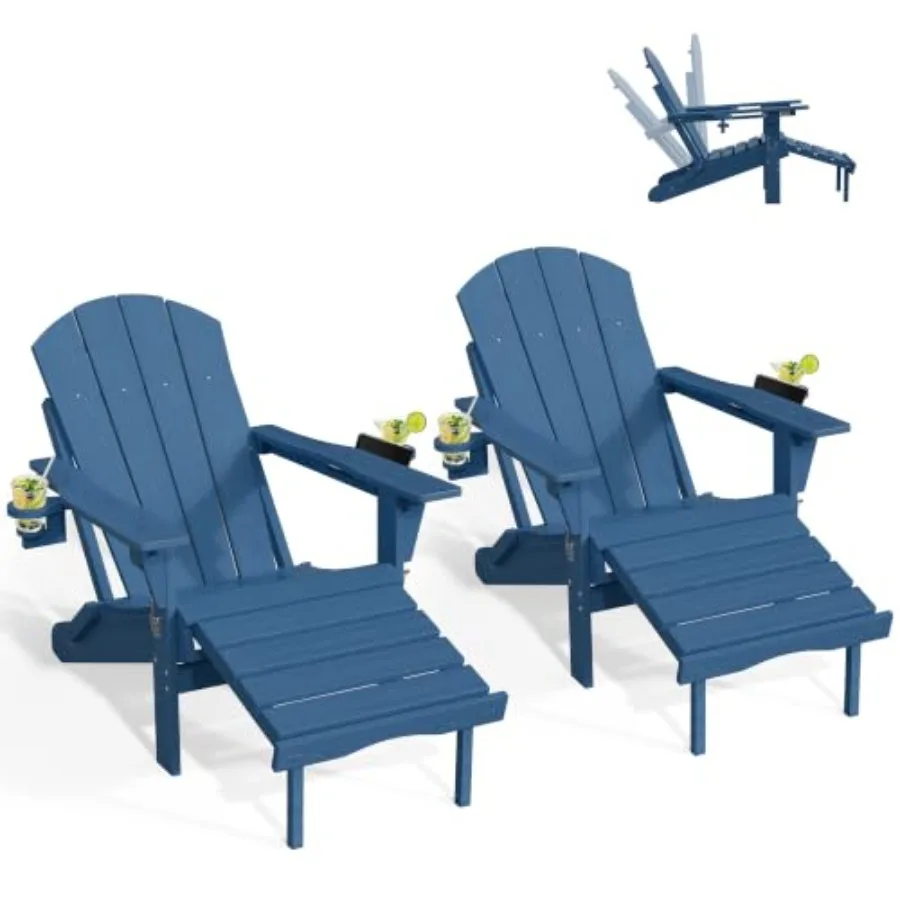 Adirondack Chair Wood - Conjunto de 2 sillas plegables para