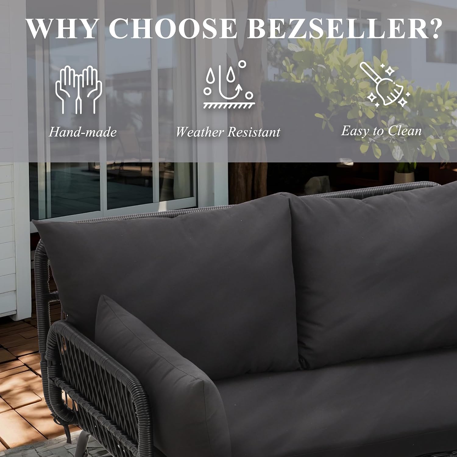 Juego de muebles de ratán para - Outdoor Furniture Black reseña y precio