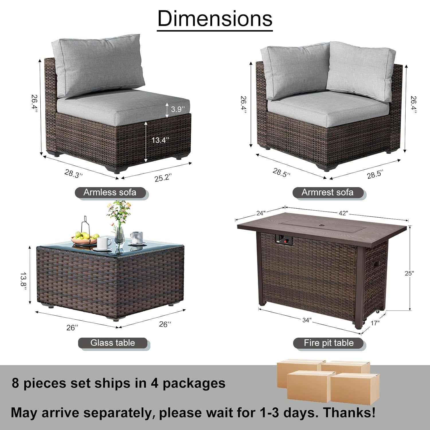 Sofá Seccional para Exteriores - Outdoor Furniture With Fire Pit Table reseña y precio