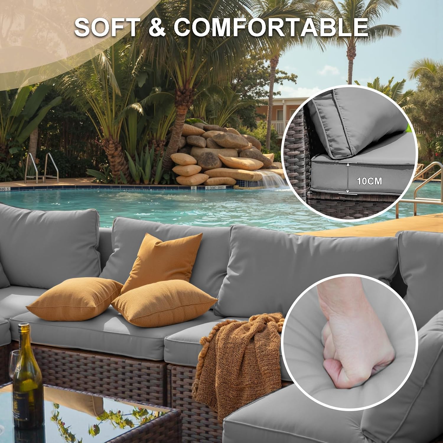 Sofá Seccional para Exteriores - Outdoor Furniture With Fire Pit Table reseña y precio