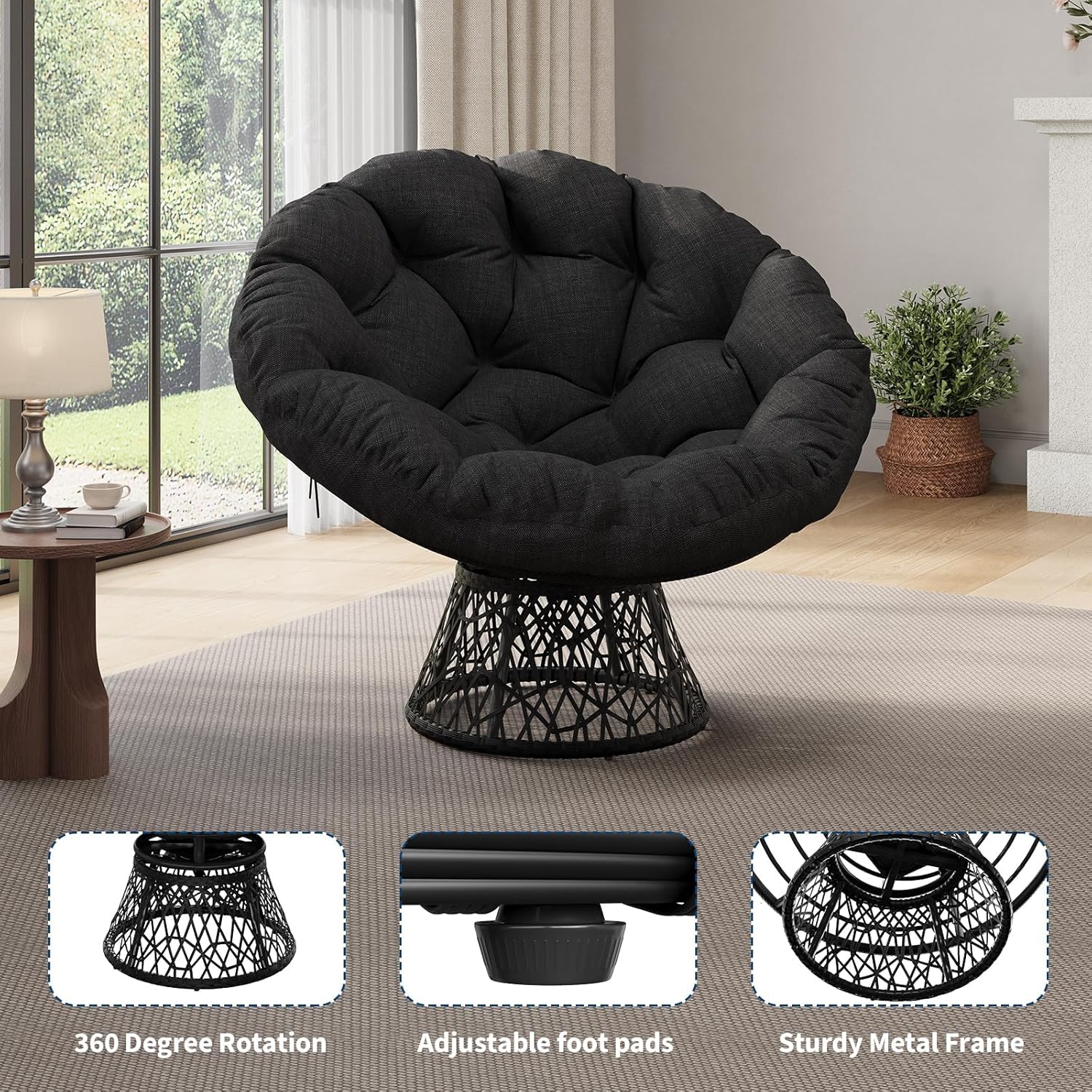 Silla Papasan de Mimbre de 40  - Outdoor Furniture Near Me reseña y precio