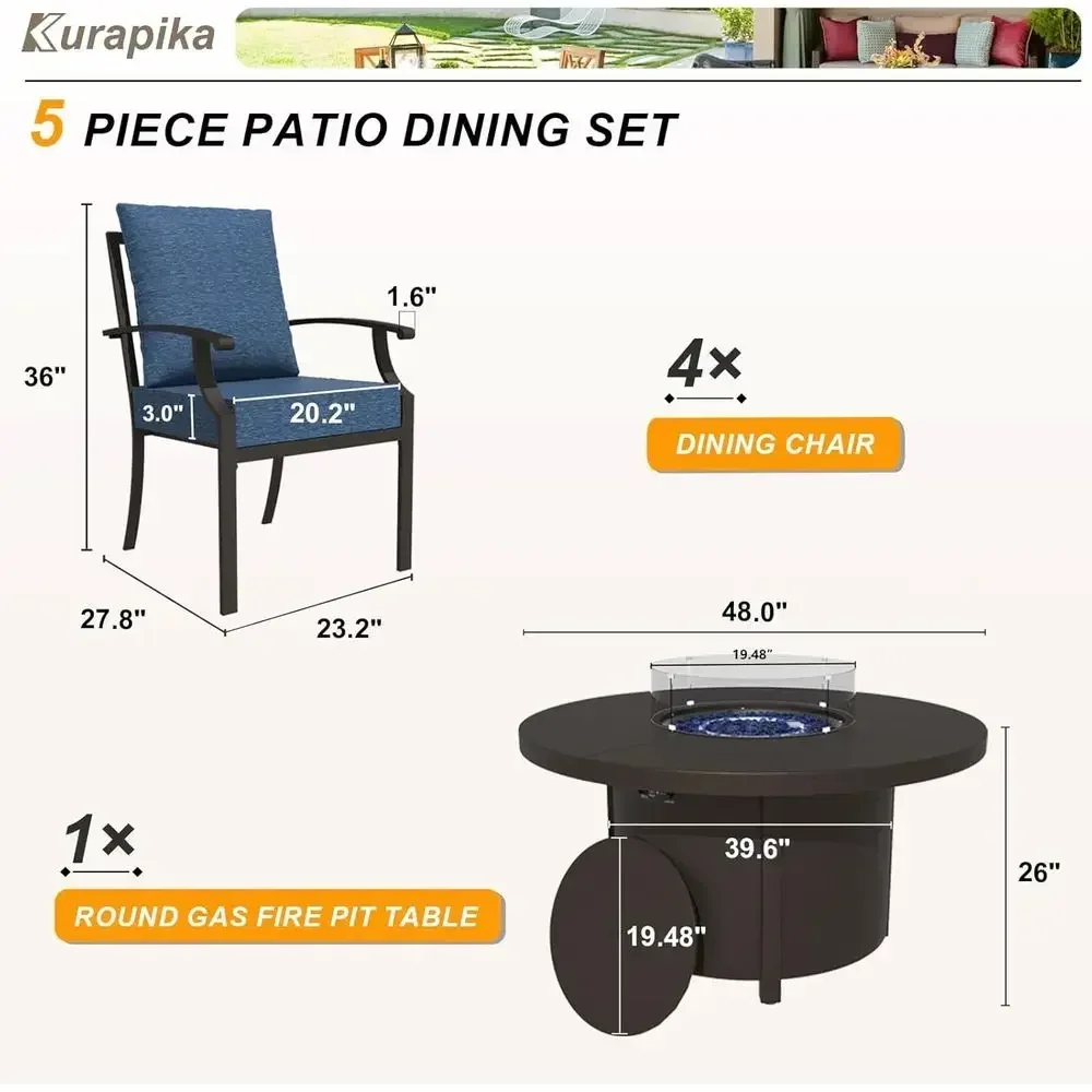 Juego de Muebles de Patio de 5 - Outdoor Furniture With Fire Pit Table reseña y precio