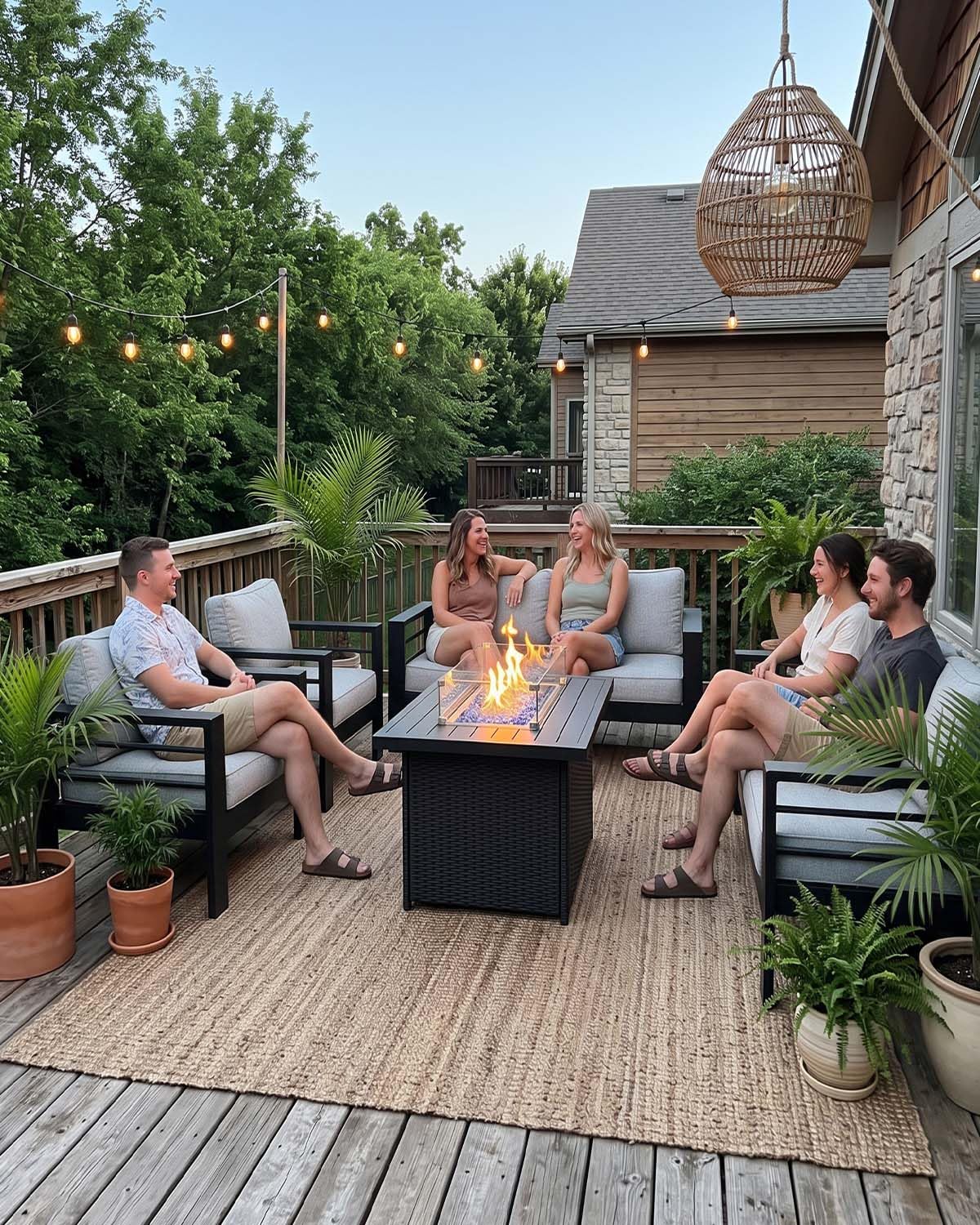 Conjunto de muebles de alumini - Outdoor Furniture With Fire Pit Table reseña y precio