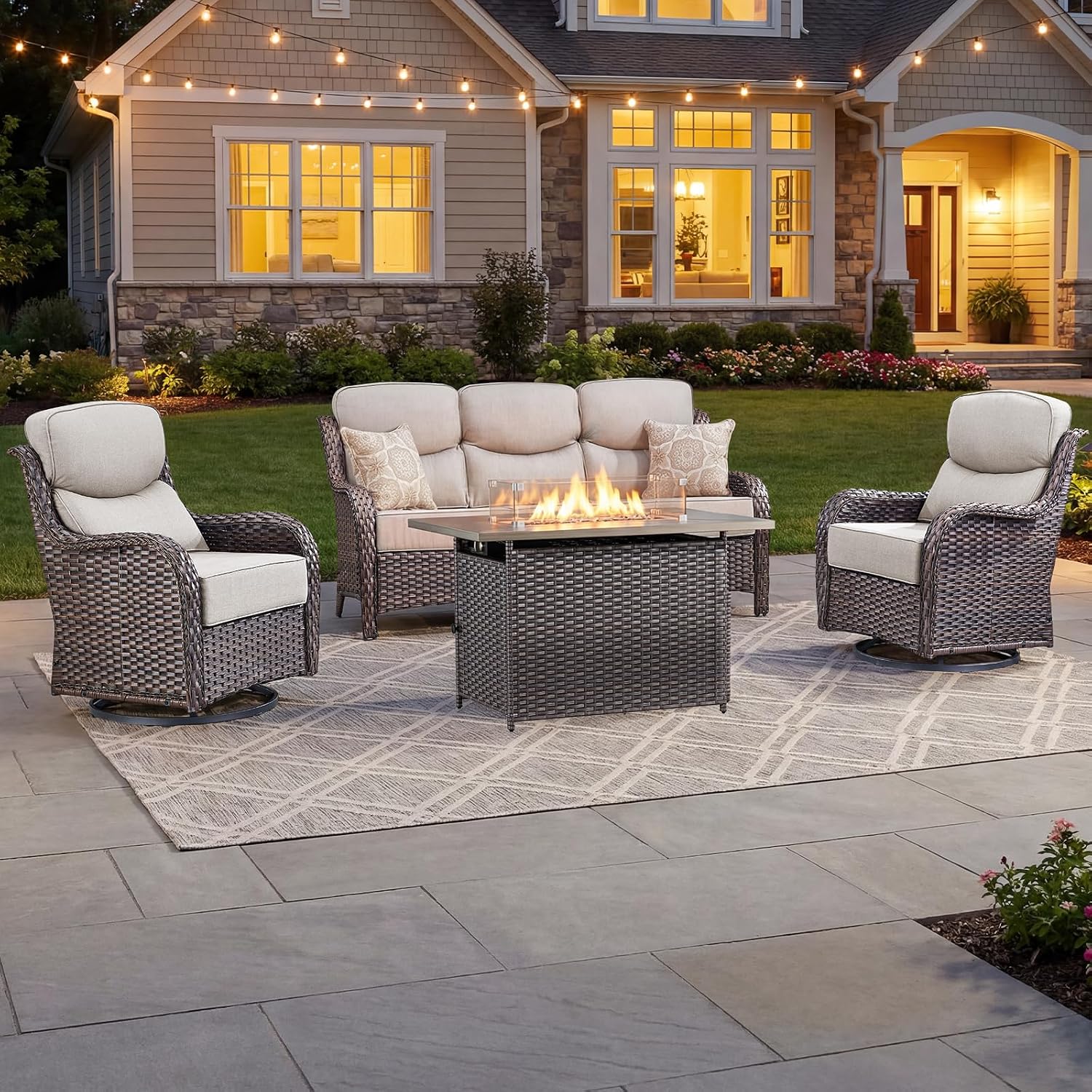 Conjunto de muebles de lujo pa - Outdoor Furniture With Fire Pit Table reseña y precio