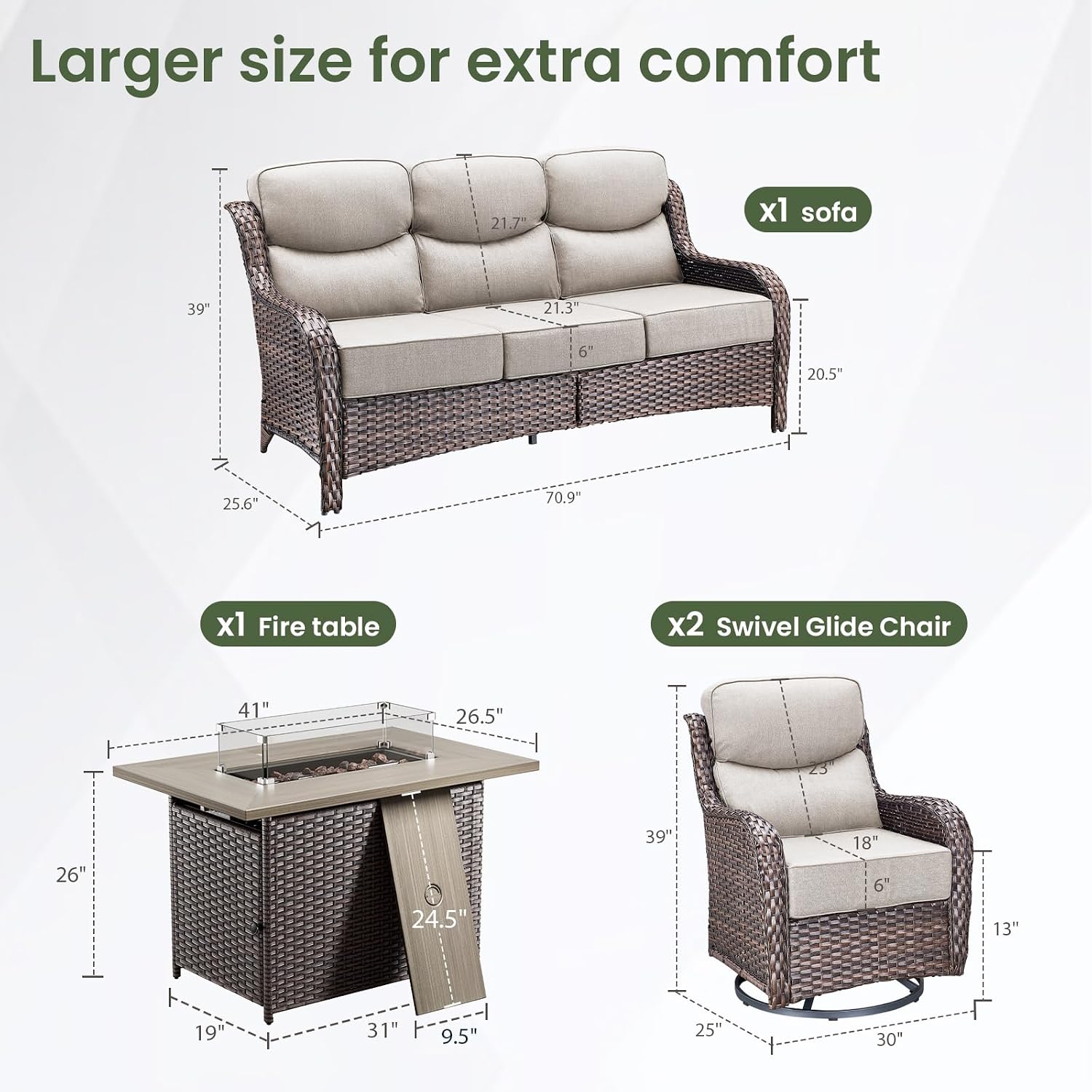Conjunto de muebles de lujo pa - Outdoor Furniture With Fire Pit Table reseña y precio