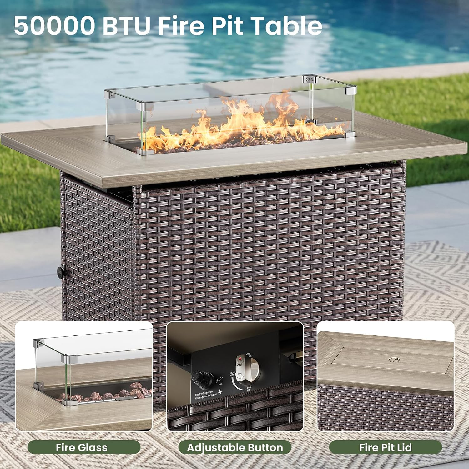Conjunto de muebles de lujo pa - Outdoor Furniture With Fire Pit Table reseña y precio