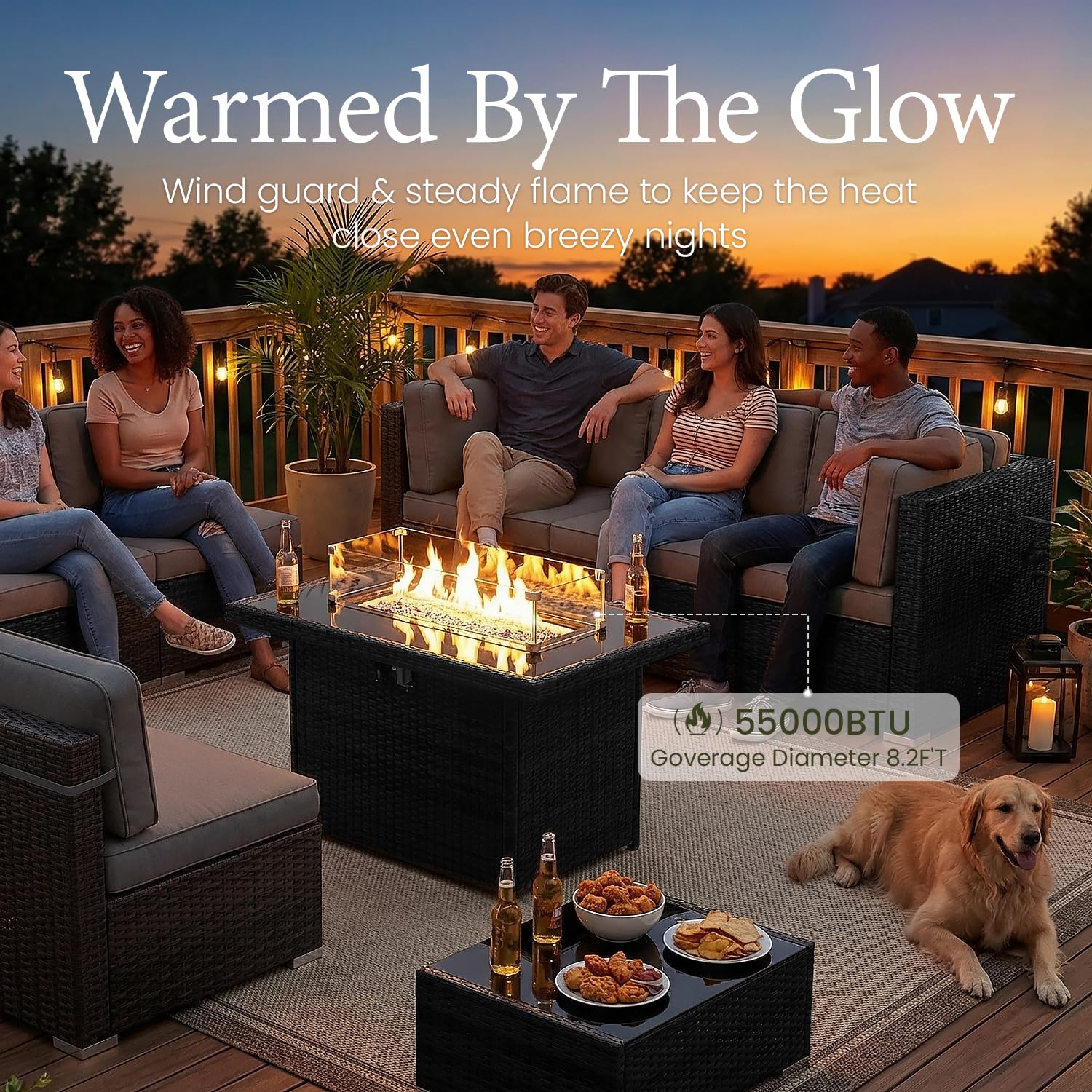 Conjunto de Sofás Seccionales  - Outdoor Furniture With Fire Pit Table reseña y precio