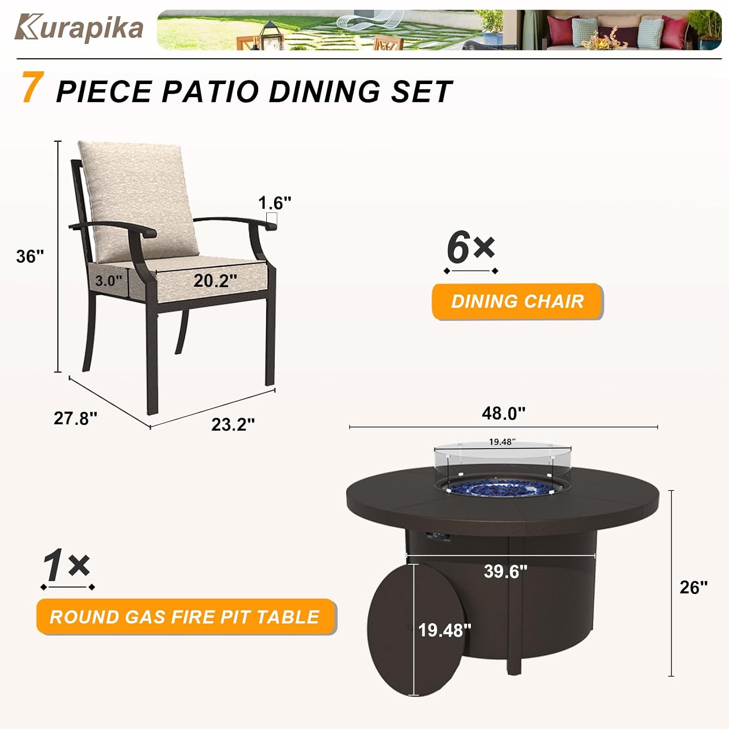 Juego de Muebles de Patio de M - Outdoor Furniture With Fire Pit Table reseña y precio